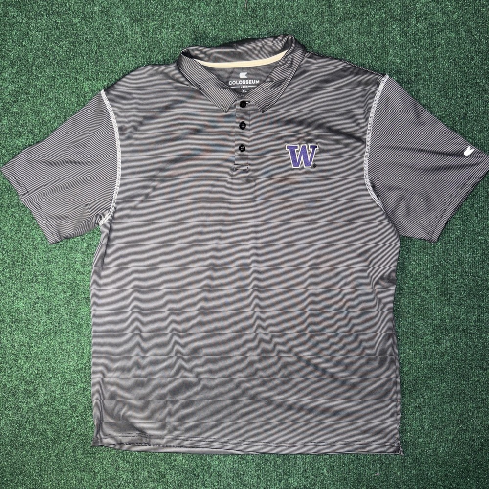 Men's Washington‎ Embroidered Strips Polo Shirt Size XL Q12